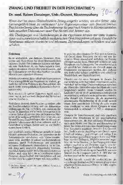 Vorschauseite 1: Zwang und Freiheit in der Psychiatrie
