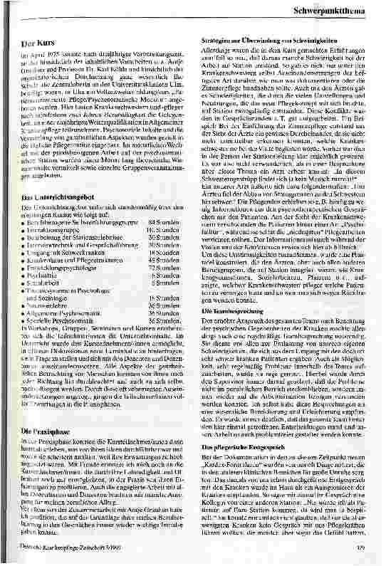 Vorschauseite 2: Weiterbildungsprojekt Patientenzentrierte Pflege in Ulm Eine Rückschau in Wehmut - eine Zukunftsvision mit Hoffnung