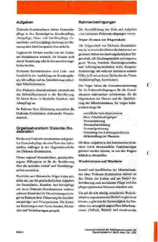 Vorschauseite 2: Positionspapier zur Weiterentwicklung von Diakonie/Sozialstationen
