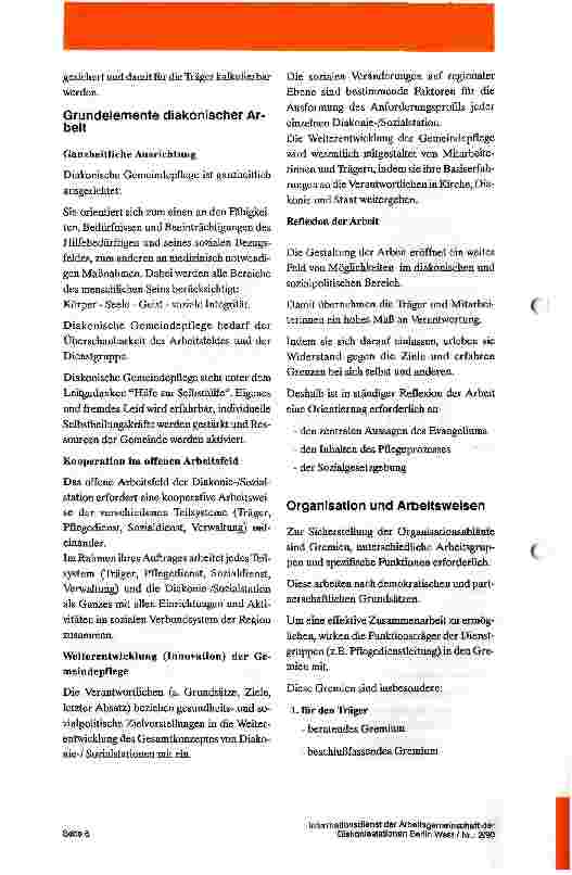 Vorschauseite 4: Positionspapier zur Weiterentwicklung von Diakonie/Sozialstationen