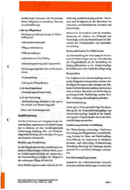 Vorschauseite 5: Positionspapier zur Weiterentwicklung von Diakonie/Sozialstationen