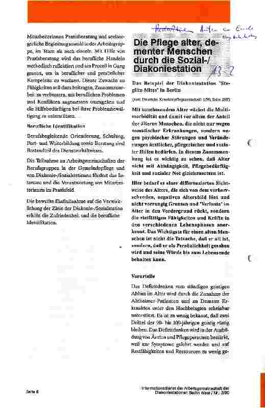 Vorschauseite 6: Positionspapier zur Weiterentwicklung von Diakonie/Sozialstationen
