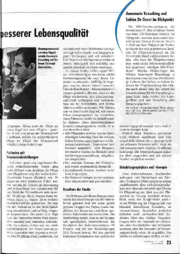 Vorschauseite 2: Evidenzbasierte Pflege - ein Beitrag zu besserer Lebensqualität 17. Forschungstag des SBK