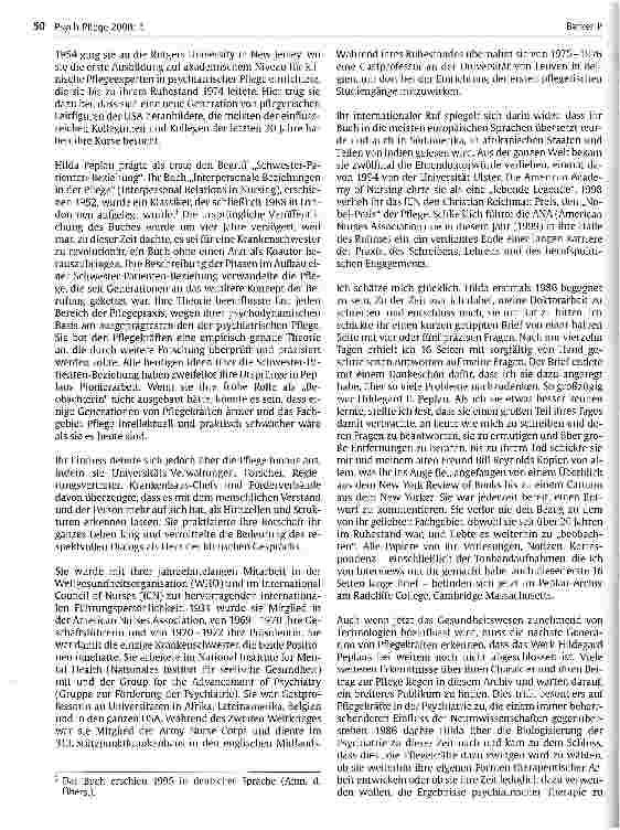 Vorschauseite 2: Hildegard E. Peplau: Die Mutter der psychiatrischen Pflege Nachruf