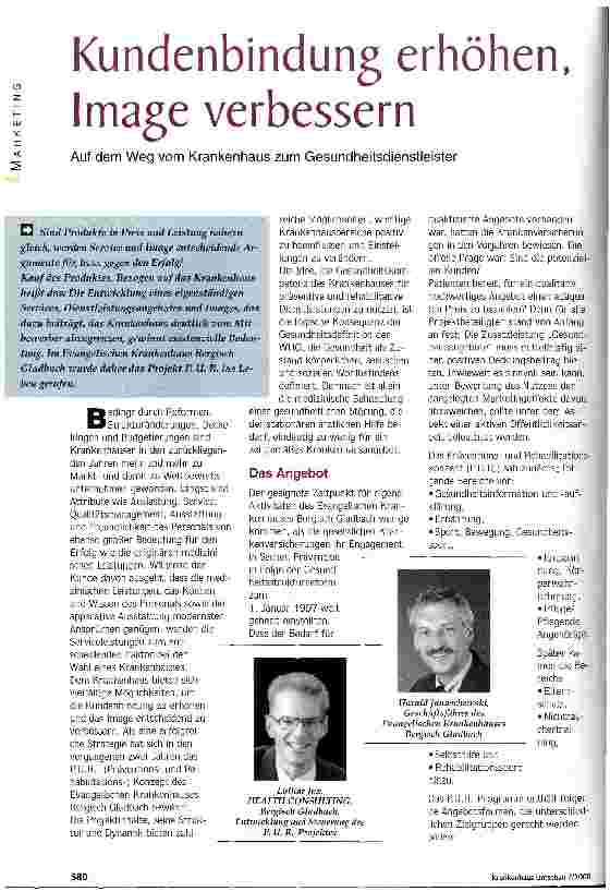 Vorschauseite 1: Kundenbindung erhöhen, Image verbessern Auf dem Weg vom Krankenhaus zum Gesundheitsdienstleister