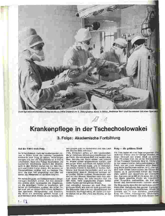 Vorschauseite 1: Krankenpflege in der Tschechoslowakei 3. Folge: Akademische Fortbildung