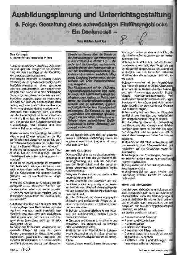 Vorschauseite 1: Ausbildungsplanung und Unterrichtsgestaltung - 6. Folge: Gestaltung eines achtwöchigen Einführungsblocks