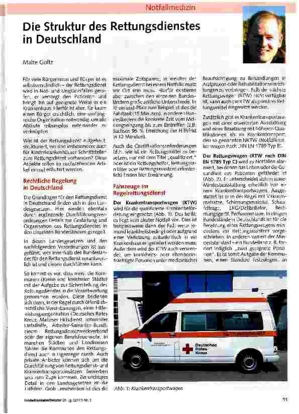 Vorschauseite 1: Die Struktur des Rettungsdienstes in Deutschland