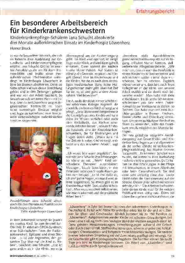 Vorschauseite 1: Ein besonderer Arbeitsbereich für Kinderkrankenschwestern