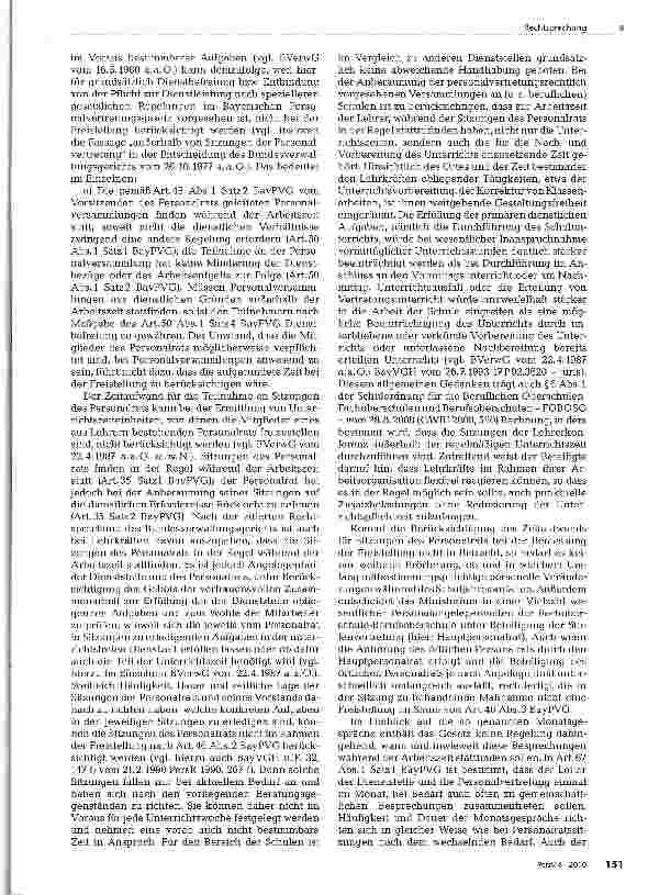 Vorschauseite 2: Bei der Freistellung von Schulpersonalratsmitgliedern kommt der Zeitaufwand für Personalratssitzungen nicht in Anrechnung.