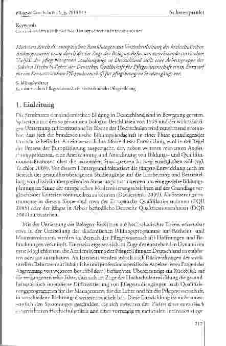 Vorschauseite 2: Kerncurriculum Pflegewissenschaft fiir pflegebezogene Studiengänge - eine Initiative zur Weiterentwicklung der hochschulischen Pflegebildung in Deutschland