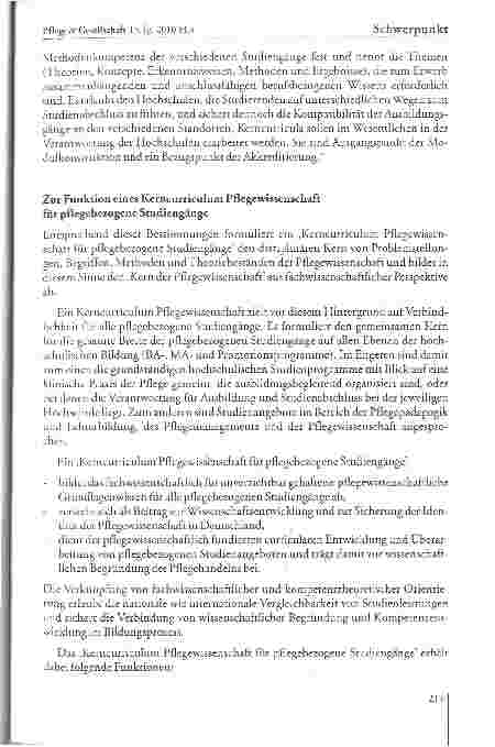 Vorschauseite 4: Kerncurriculum Pflegewissenschaft fiir pflegebezogene Studiengänge - eine Initiative zur Weiterentwicklung der hochschulischen Pflegebildung in Deutschland