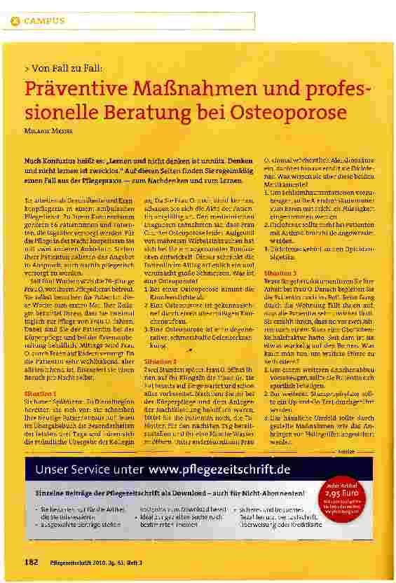 Vorschauseite 1: Präventive Maßnahmen und professionelle Beratung bei Osteoporose