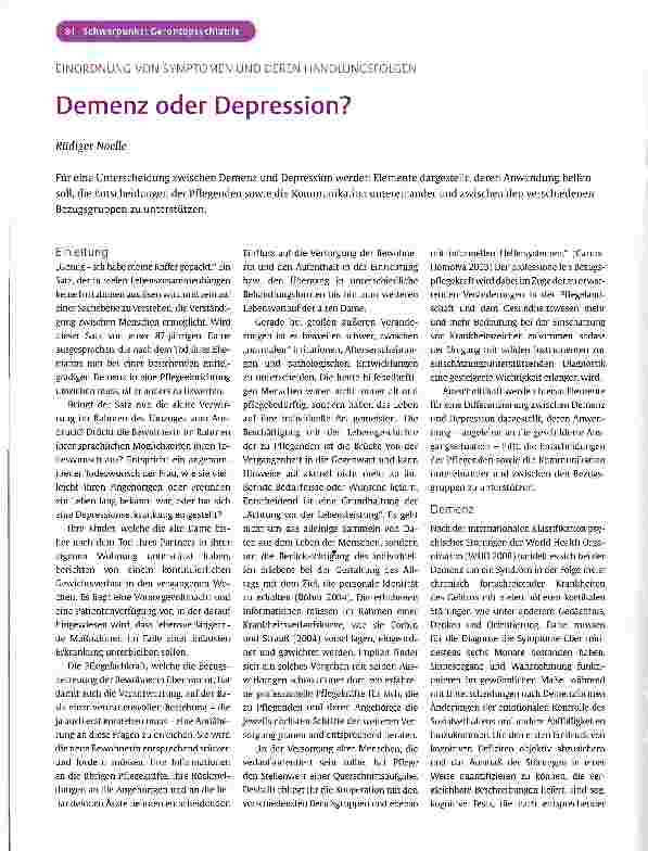 Vorschauseite 1: Demenz oder Depression?