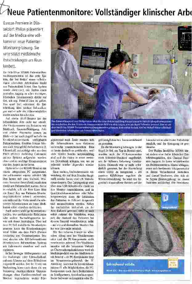 Vorschauseite 1: Neue Patientenmonitore: Vollständiger klinischer Arbeitsplatz am Patientenbett