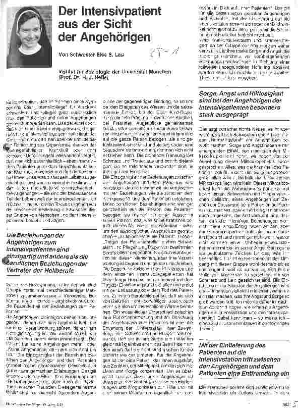 Vorschauseite 1: Der Intensivpatient aus der Sicht der Angehörigen Institut für Soziologie der Universität München
