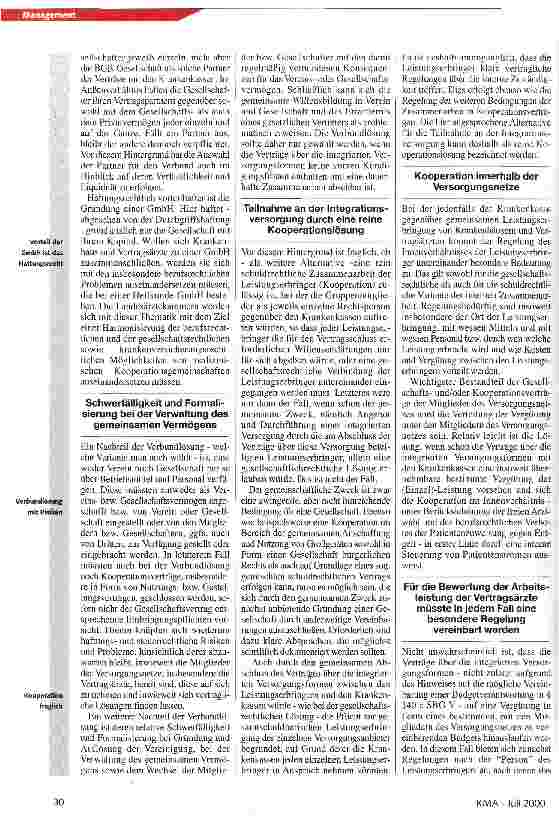 Vorschauseite 2: Wie wäre es mit einer Heilkunde-GmbH? Rechtliche Rahmenbedingungen intergrierter Versorgungsstrukturen