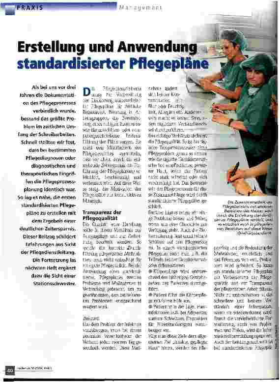 Vorschauseite 1: Erstellung und Anwendung standardisierter Pflegepläne