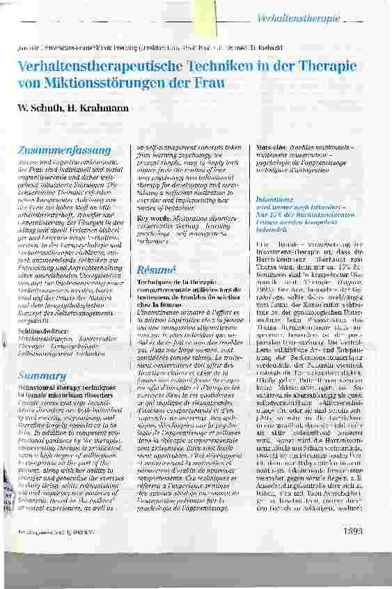 Vorschauseite 1: Verhaltenstherapeutische Techniken in der Therapie von Miktionsstörungen der Frau
