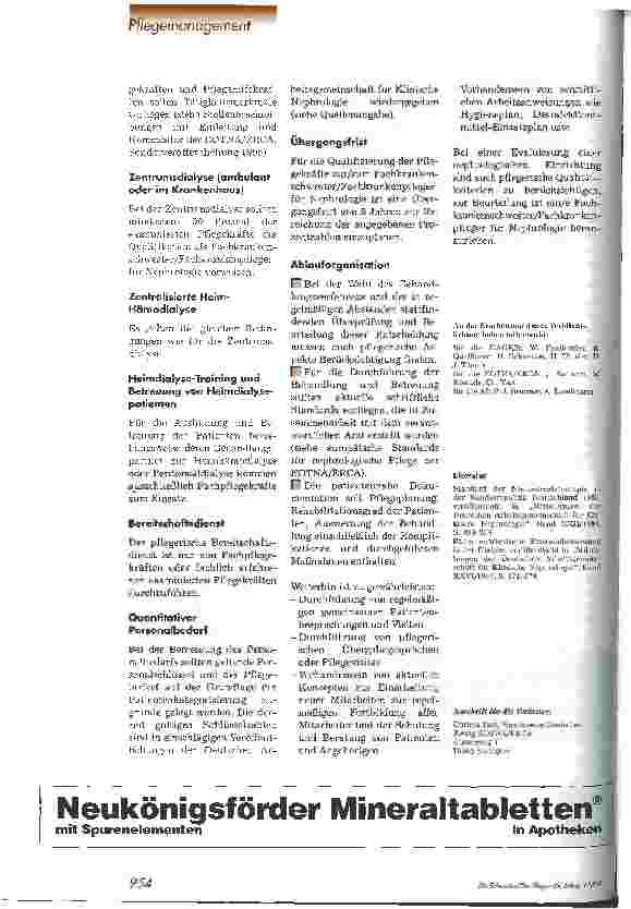 Vorschauseite 3: Pflege in Nephrologischen Einrichtungen - Empfehlungen zur Struktur der Pflege -