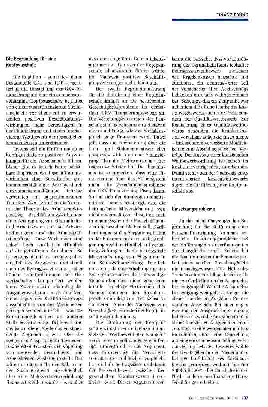 Vorschauseite 2: Die Finanzierung der GKV auf dem Prüfstand - Was ist zumutbar?