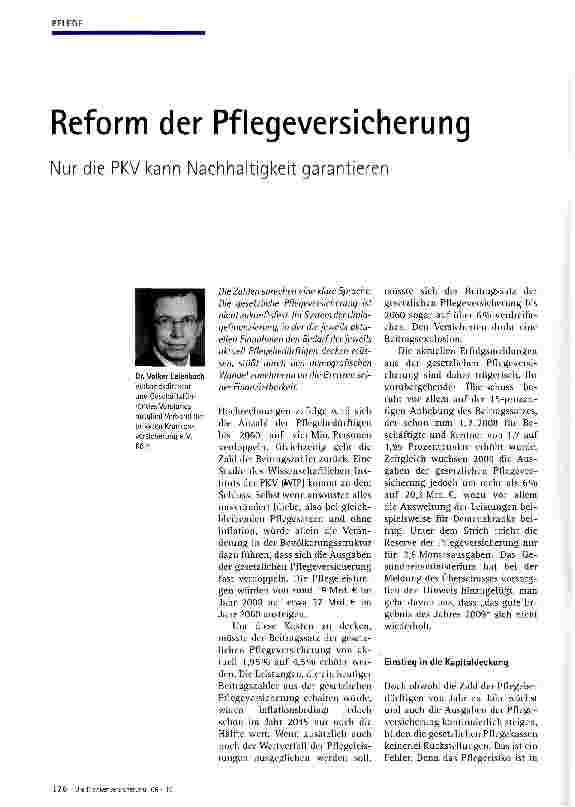 Vorschauseite 1: Reform der Pflegeversicherung
