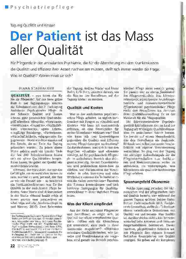 Vorschauseite 1: Der Patient ist das Mass aller Qualität