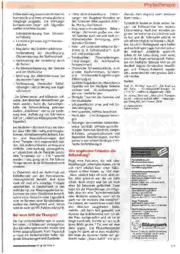 Vorschauseite 2: Heilung aus der Kälte: Ganzkörperkältetherapie bei -110°C!