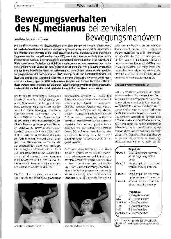 Vorschauseite 1: Bewegungsverhalten des N. medianus bei zervikalen Bewegungsmanövern