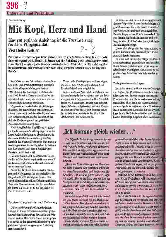 Vorschauseite 1: Praxisanleitung: Mit Kopf, Herz und Hand. Eine gut geplante Anleitung ist die Voraussetzung für hohe Pflegequalität