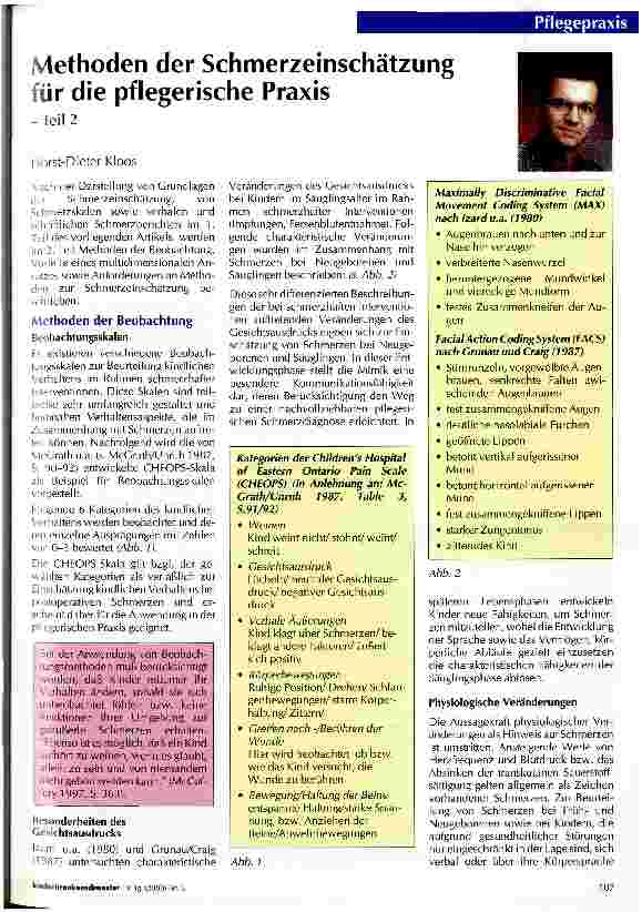 Vorschauseite 1: Methoden der Schmerzeinschätzung für die pflegerische Praxis Teil 2