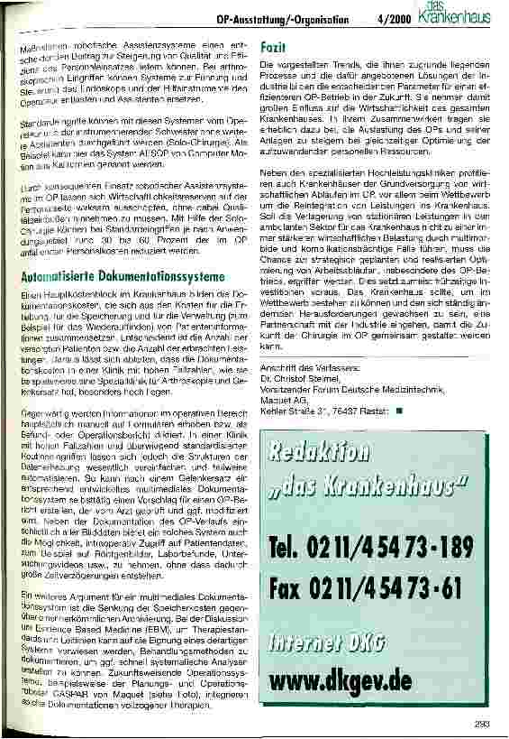 Vorschauseite 6: Der OP im Aufbruch Tief greifende Veränderungen erfordern gemeinsame Anstrengungen von Krankenhaus und Industrie