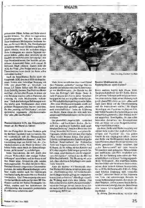 Vorschauseite 2: Einsparpotential in Arztpraxen Die AOK ist mit Hilfe von pharmPRO den Reserven im Arzneimittelbereich auf der Spur