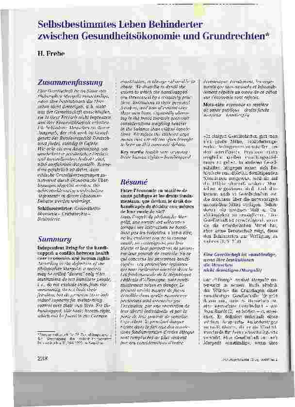 Vorschauseite 1: Selbstbestimmtes Leben Behinderterzwischen Gesundheitsökonomie und Grundrechten