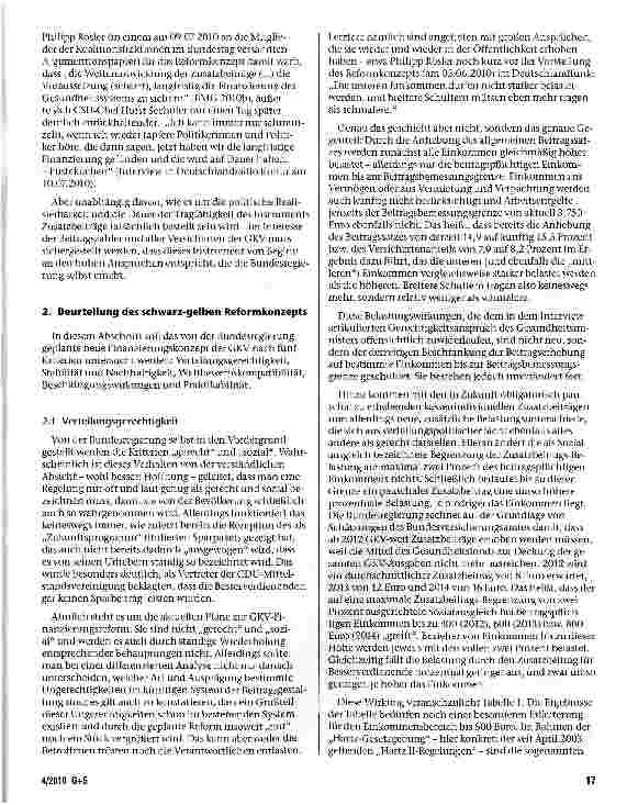 Vorschauseite 2: GKV-Finanzierungsreform: schwarz-gelbe Irrwege statt gezielter Problemlösungen