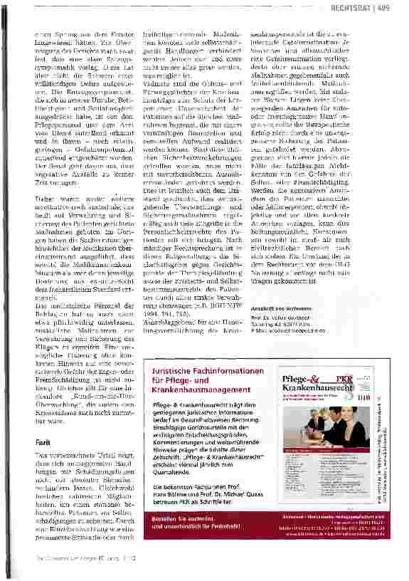 Vorschauseite 3: Die Selbstschädigung des Patienten ein Haftungsgrund?