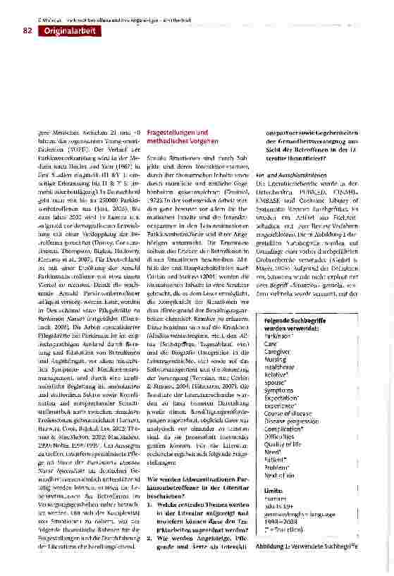 Vorschauseite 2: Die Lebenssituationen Parkinsonbetroffener und deren Angehörigen im Spiegel der Literatur -ein Überblick