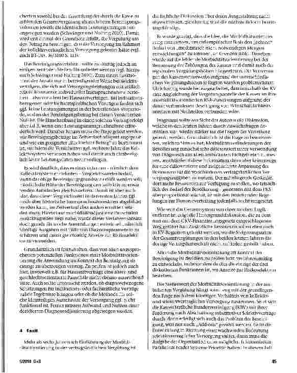 Vorschauseite 6: Wie viel Morbiditätsorientie-rung braucht das vertragsärztliche Vergütungssystem? - Ein vorläufiges Fazit