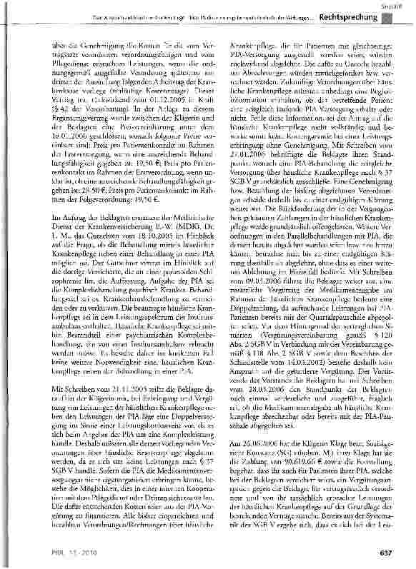 Vorschauseite 4: Zum Anspruch auf häusliche Krankenpflege - hier: Medikamentengabe sowie Kontrolle der Wirkungen und Nebenwirkungen von Medikamenten