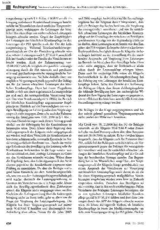 Vorschauseite 5: Zum Anspruch auf häusliche Krankenpflege - hier: Medikamentengabe sowie Kontrolle der Wirkungen und Nebenwirkungen von Medikamenten