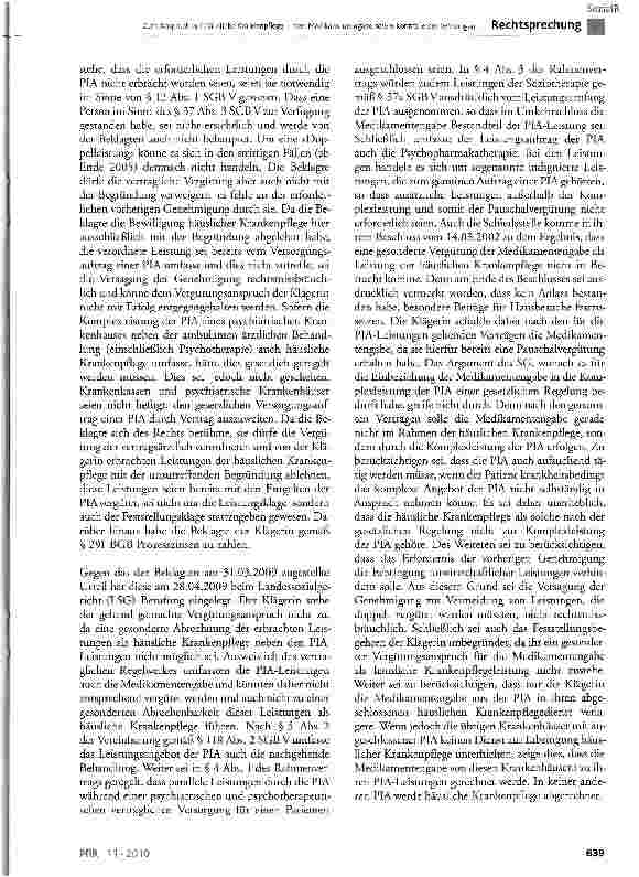 Vorschauseite 6: Zum Anspruch auf häusliche Krankenpflege - hier: Medikamentengabe sowie Kontrolle der Wirkungen und Nebenwirkungen von Medikamenten
