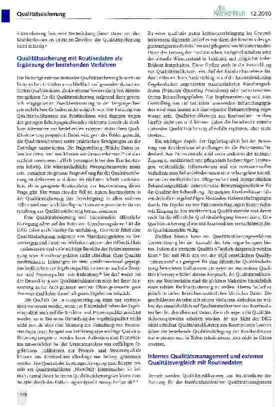 Vorschauseite 2: Qualitätssicherung mit Routinedaten aus Sicht der Deutschen Krankenhausgesellschaft