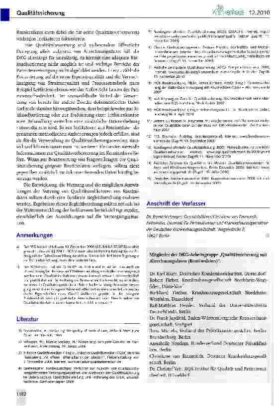 Vorschauseite 6: Qualitätssicherung mit Routinedaten aus Sicht der Deutschen Krankenhausgesellschaft