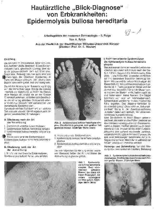 Vorschauseite 1: Hautärztliche Blick-Diagnose von Erbkrankheiten: Epidermolysis bullosa hereditaria
