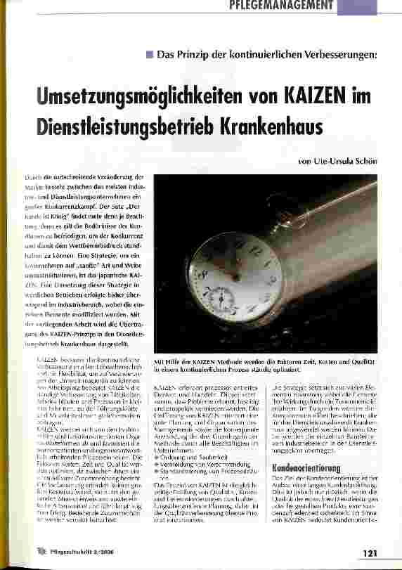 Vorschauseite 1: Umsetzungsmöglichkeiten von KAIZEN im Dienstleistungsbetrieb Krankenhaus Das Prinzip der kontinuierlichen Verbesserungen