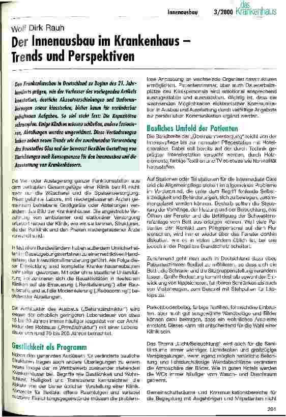 Vorschauseite 1: Der Innenausbau im Krankenhaus - Trends und Perspektiven