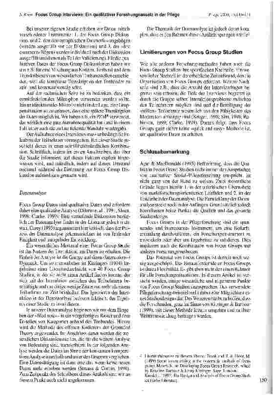 Vorschauseite 6: Focus Group Interviews: Ein qualitativer Forschungsansatz in der Pflege