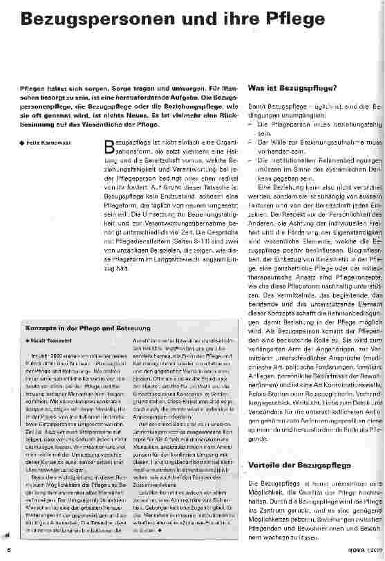 Vorschauseite 1: Bezugspersonen und ihre Pflege