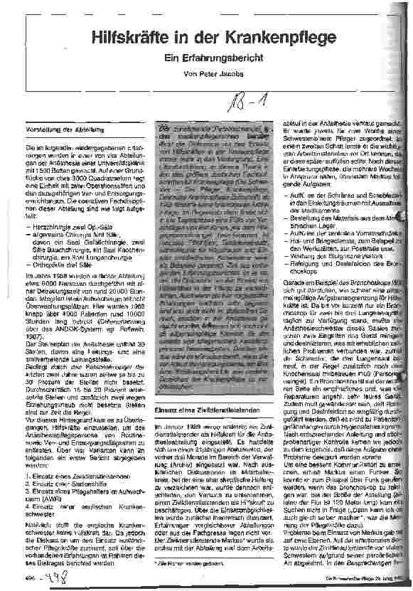 Vorschauseite 1: Hilfskräfte in der Krankenpflege - Ein Erfahrungsbericht -