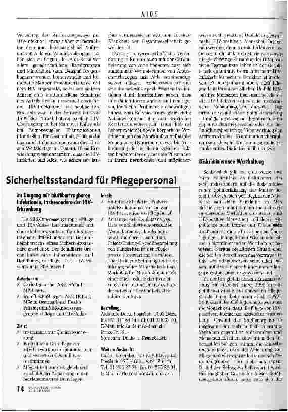 Vorschauseite 5: Von der tödlichen zur chronischen Krankheit Pflege von Aidskranken